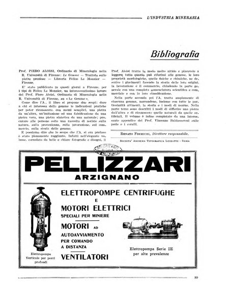 L'industria mineraria bollettino mensile della Federazione nazionale fascista dell'industria mineraria