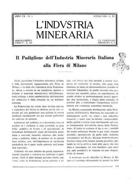 L'industria mineraria bollettino mensile della Federazione nazionale fascista dell'industria mineraria