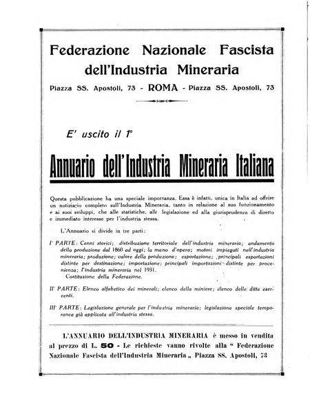 L'industria mineraria bollettino mensile della Federazione nazionale fascista dell'industria mineraria