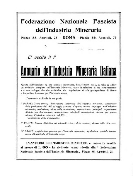 L'industria mineraria bollettino mensile della Federazione nazionale fascista dell'industria mineraria