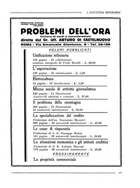 L'industria mineraria bollettino mensile della Federazione nazionale fascista dell'industria mineraria