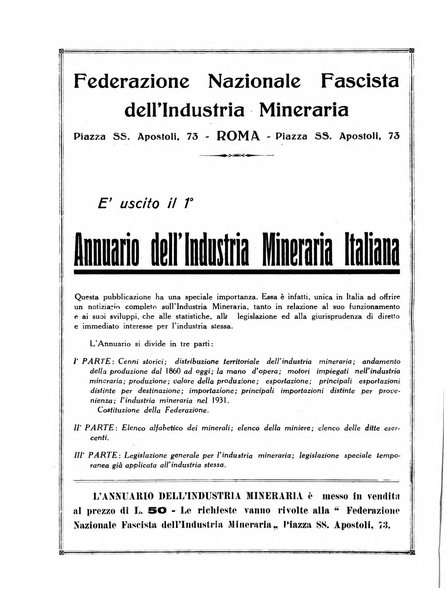 L'industria mineraria bollettino mensile della Federazione nazionale fascista dell'industria mineraria