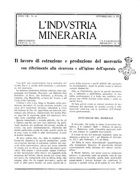 L'industria mineraria bollettino mensile della Federazione nazionale fascista dell'industria mineraria