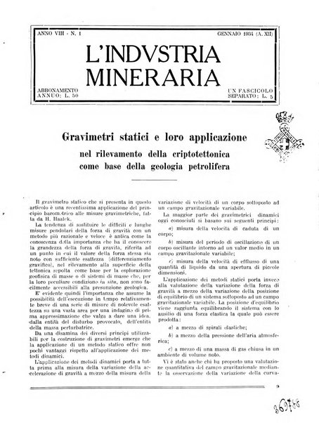 L'industria mineraria bollettino mensile della Federazione nazionale fascista dell'industria mineraria