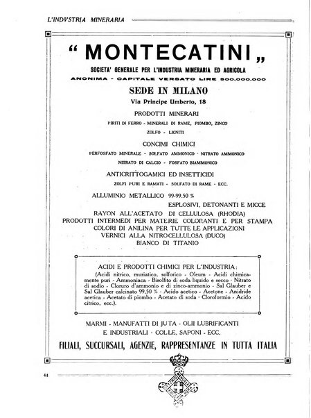 L'industria mineraria bollettino mensile della Federazione nazionale fascista dell'industria mineraria