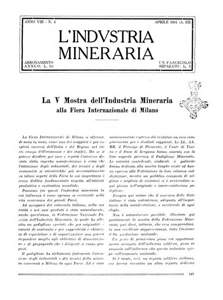 L'industria mineraria bollettino mensile della Federazione nazionale fascista dell'industria mineraria