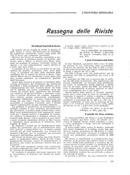 L'industria mineraria bollettino mensile della Federazione nazionale fascista dell'industria mineraria