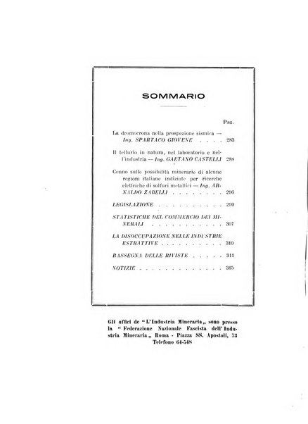 L'industria mineraria bollettino mensile della Federazione nazionale fascista dell'industria mineraria