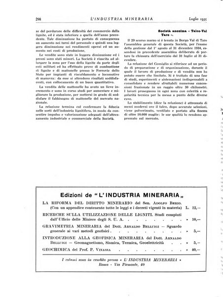 L'industria mineraria bollettino mensile della Federazione nazionale fascista dell'industria mineraria