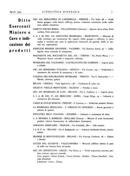 L'industria mineraria bollettino mensile della Federazione nazionale fascista dell'industria mineraria