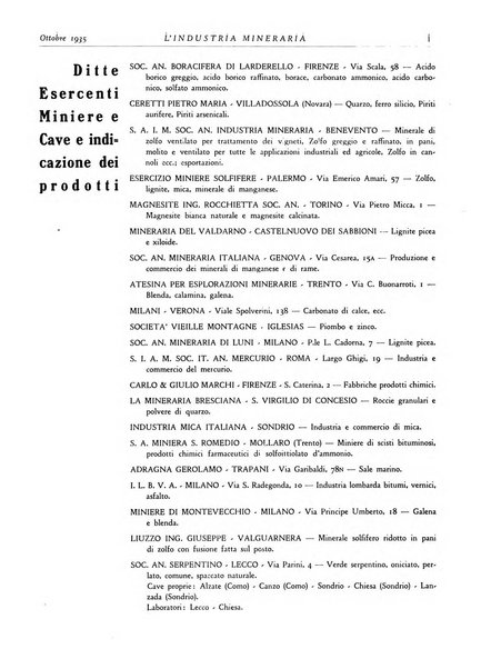 L'industria mineraria bollettino mensile della Federazione nazionale fascista dell'industria mineraria