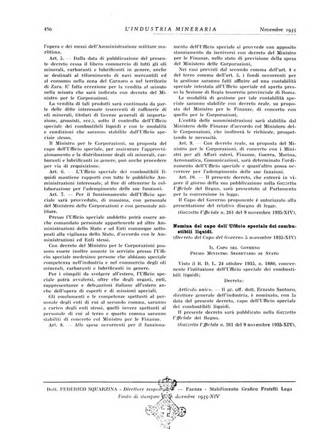 L'industria mineraria bollettino mensile della Federazione nazionale fascista dell'industria mineraria