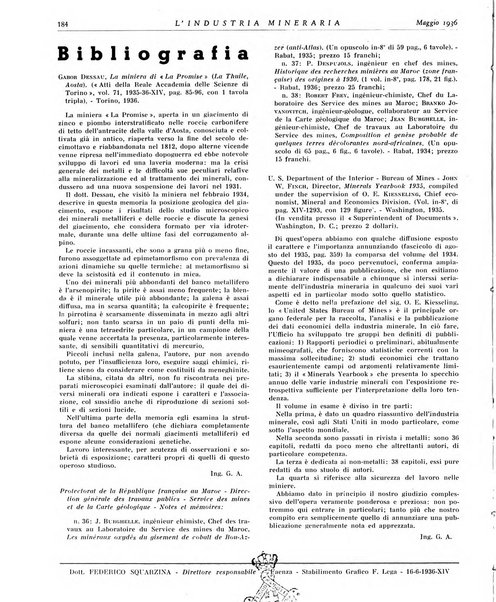 L'industria mineraria bollettino mensile della Federazione nazionale fascista dell'industria mineraria