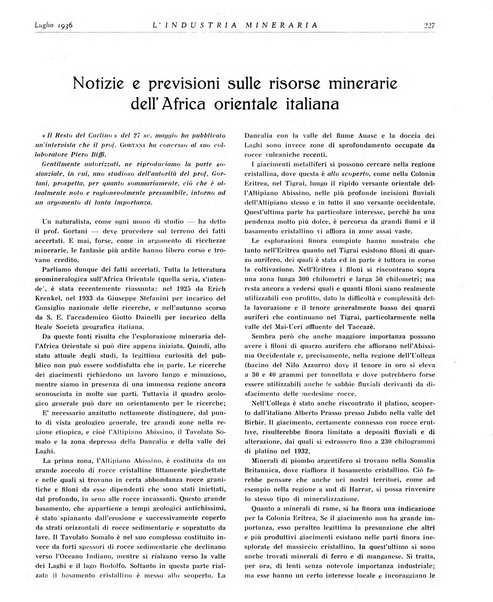 L'industria mineraria bollettino mensile della Federazione nazionale fascista dell'industria mineraria