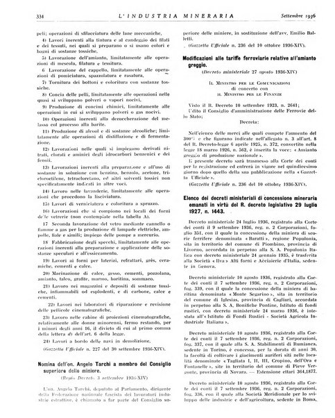 L'industria mineraria bollettino mensile della Federazione nazionale fascista dell'industria mineraria