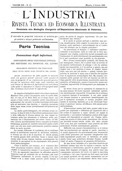 L'industria rivista tecnica ed economica illustrata