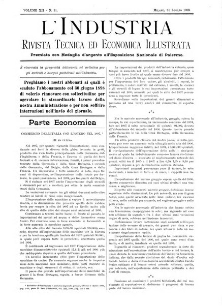 L'industria rivista tecnica ed economica illustrata