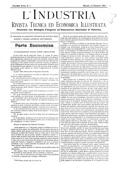 L'industria rivista tecnica ed economica illustrata