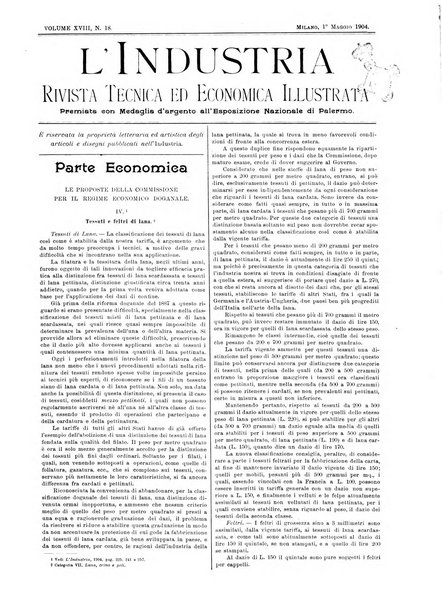 L'industria rivista tecnica ed economica illustrata