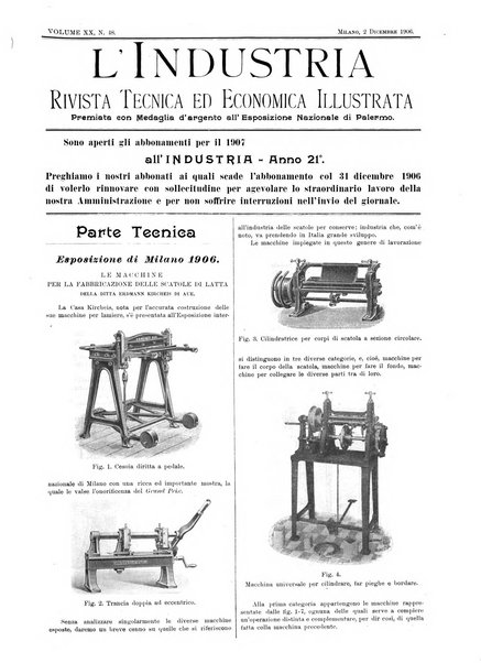 L'industria rivista tecnica ed economica illustrata