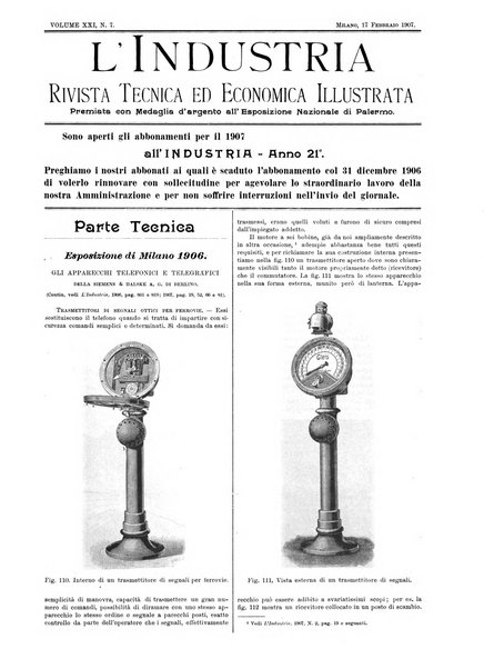 L'industria rivista tecnica ed economica illustrata