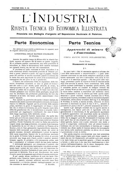 L'industria rivista tecnica ed economica illustrata