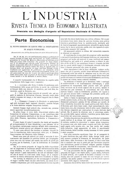 L'industria rivista tecnica ed economica illustrata