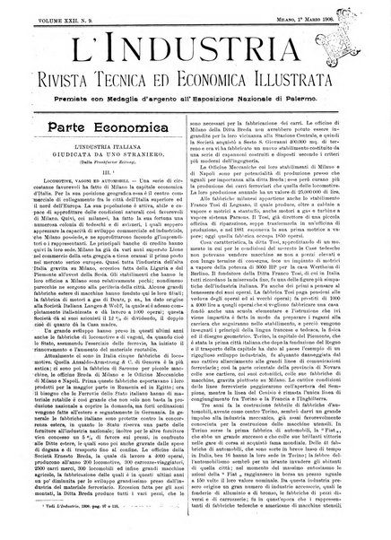 L'industria rivista tecnica ed economica illustrata