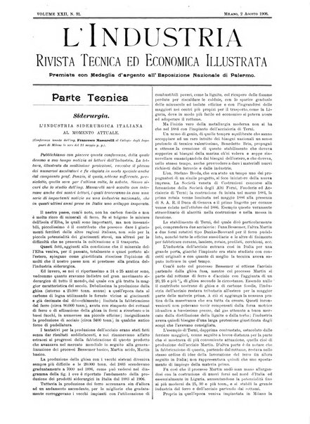 L'industria rivista tecnica ed economica illustrata