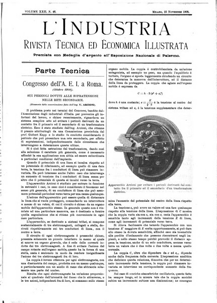 L'industria rivista tecnica ed economica illustrata