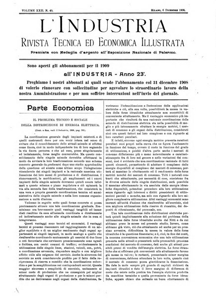 L'industria rivista tecnica ed economica illustrata