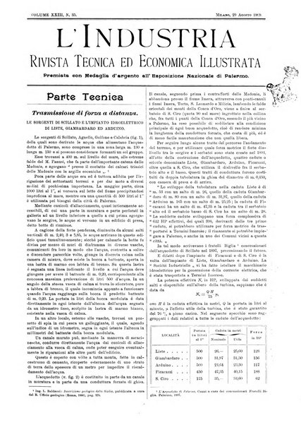 L'industria rivista tecnica ed economica illustrata