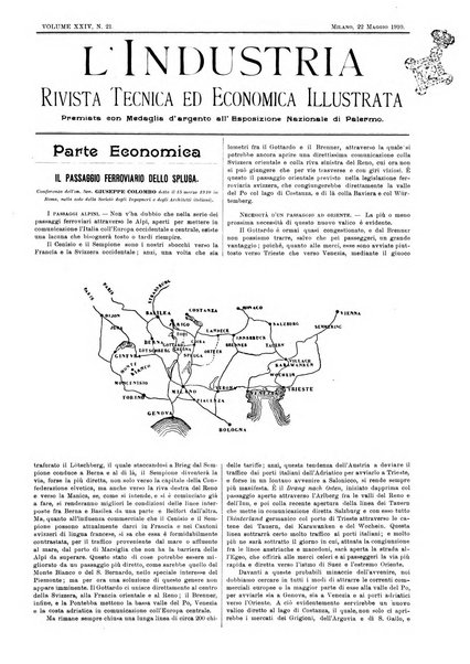 L'industria rivista tecnica ed economica illustrata