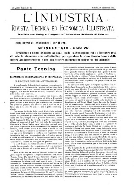 L'industria rivista tecnica ed economica illustrata