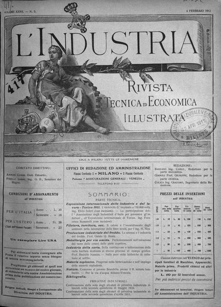 L'industria rivista tecnica ed economica illustrata