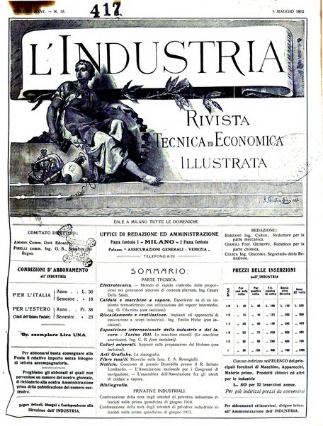 L'industria rivista tecnica ed economica illustrata