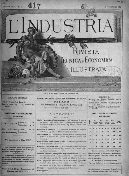 L'industria rivista tecnica ed economica illustrata