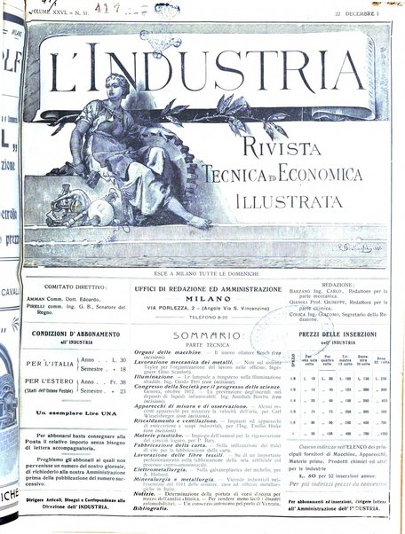 L'industria rivista tecnica ed economica illustrata