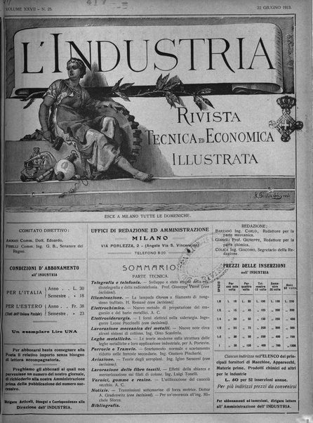 L'industria rivista tecnica ed economica illustrata