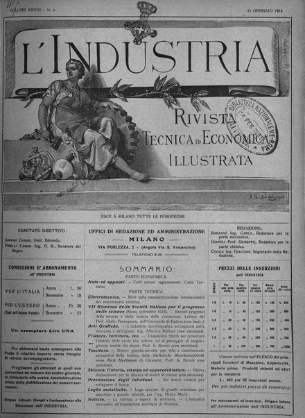 L'industria rivista tecnica ed economica illustrata