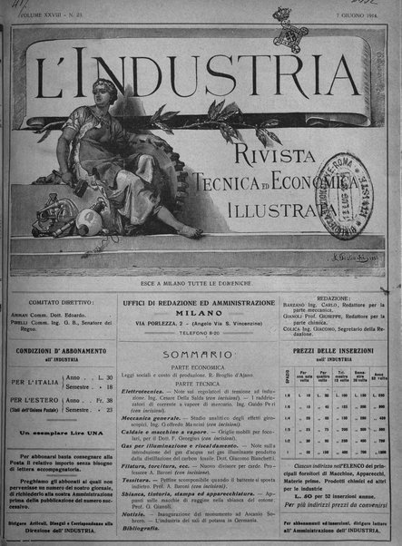 L'industria rivista tecnica ed economica illustrata