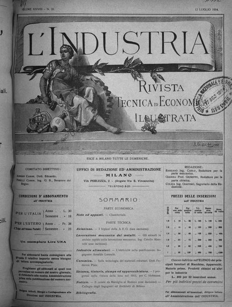 L'industria rivista tecnica ed economica illustrata