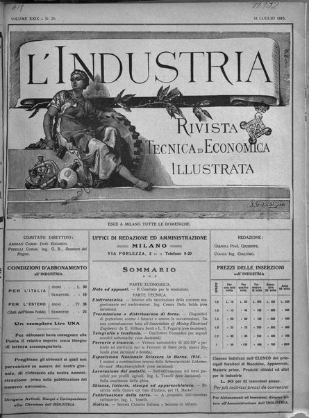 L'industria rivista tecnica ed economica illustrata