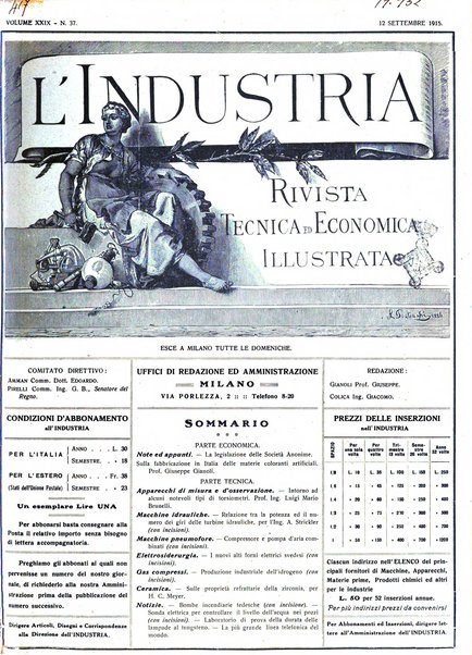 L'industria rivista tecnica ed economica illustrata