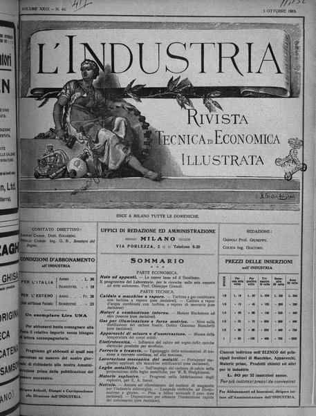 L'industria rivista tecnica ed economica illustrata