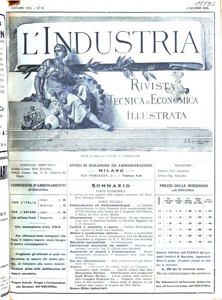 L'industria rivista tecnica ed economica illustrata