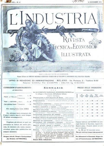 L'industria rivista tecnica ed economica illustrata