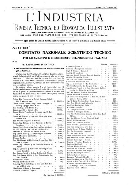 L'industria rivista tecnica ed economica illustrata