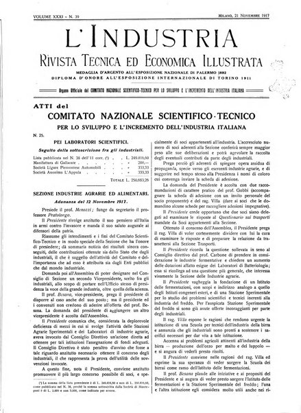 L'industria rivista tecnica ed economica illustrata