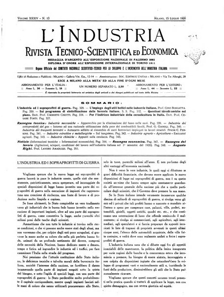 L'industria rivista tecnica ed economica illustrata